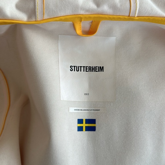 Stutterheim Stockholm unisex raincoat rain coat jacket yellow XXS womens S Rains - Picture 9 of 11